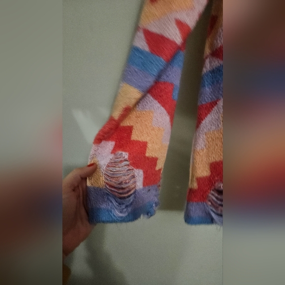 WILDFOX Desert Drive Multicolor PatternedSweater in Acid Pink. Size Small - Picture 10 of 15